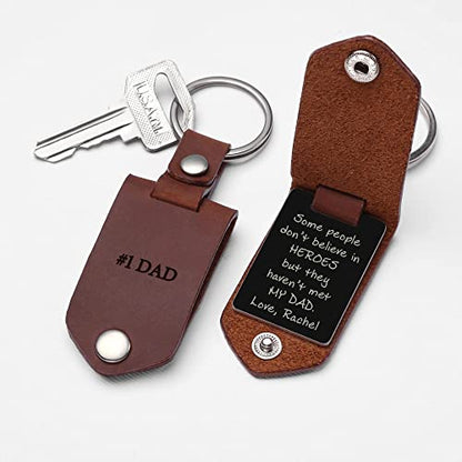 Engraved Leather Keychain For Men, Personalized Alumium Keychain Gifts