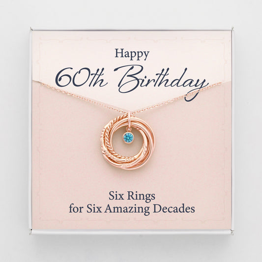 60th Birthday Gift For Woman, Birthday Gift For Mom, 6 Rings 6 Decades