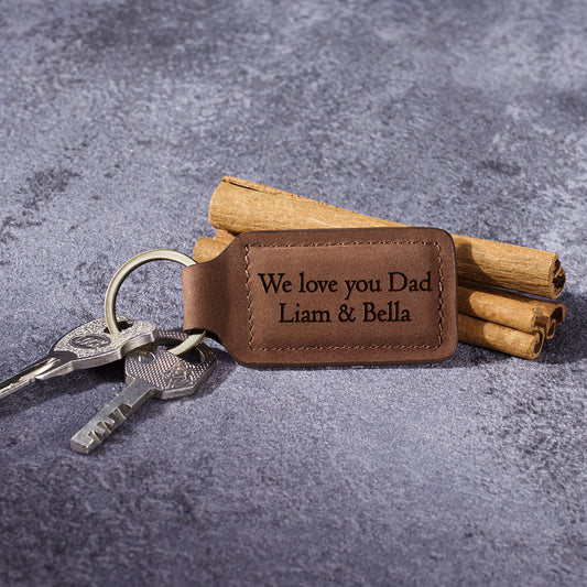 Personalized Leather Keychain for Dad, Best Dad Ever Keychain