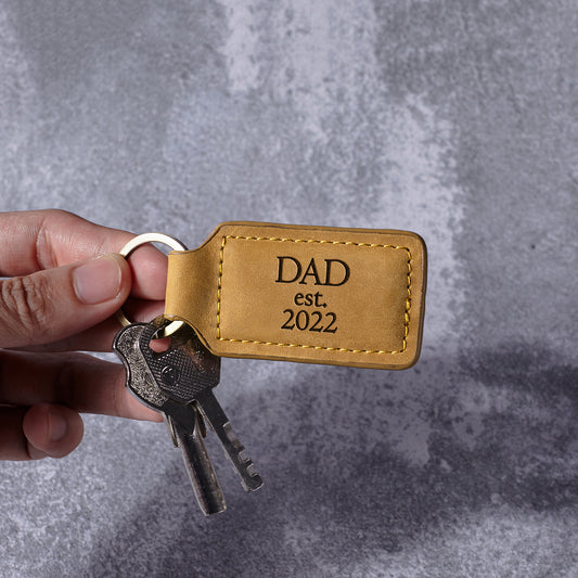 Dad EST Leather Keychain, First Time Dad Gifts