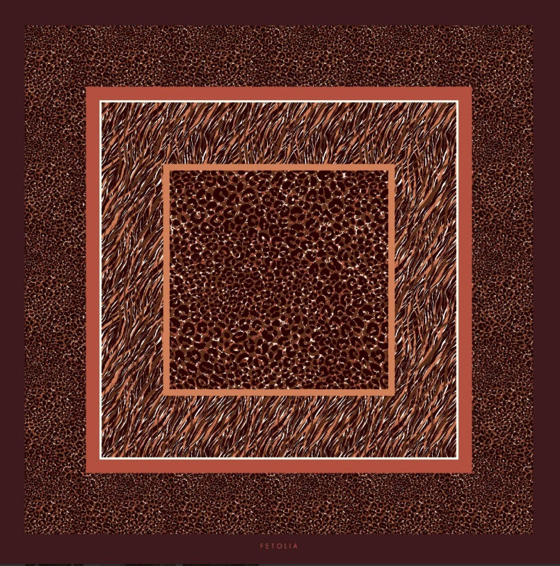 Animal Print - Brown-Brick - 100% Silk Scarf