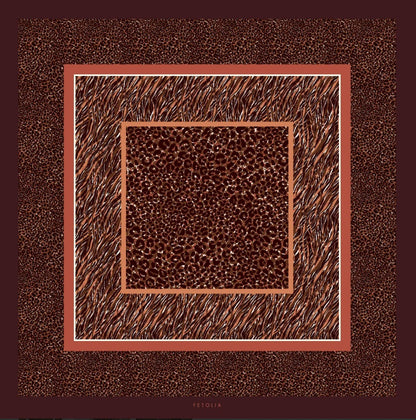 Animal Print - Brown-Brick - 100% Silk Scarf