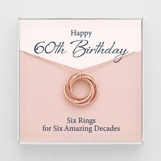 60th Birthday Gift For Monm, Birthday Gift For Her, 6 Rings 6 Decades
